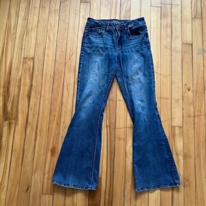 American Eagle Hi-Rise Artist Super Stretch Flare Jeans Blue Medium Wash Size 6